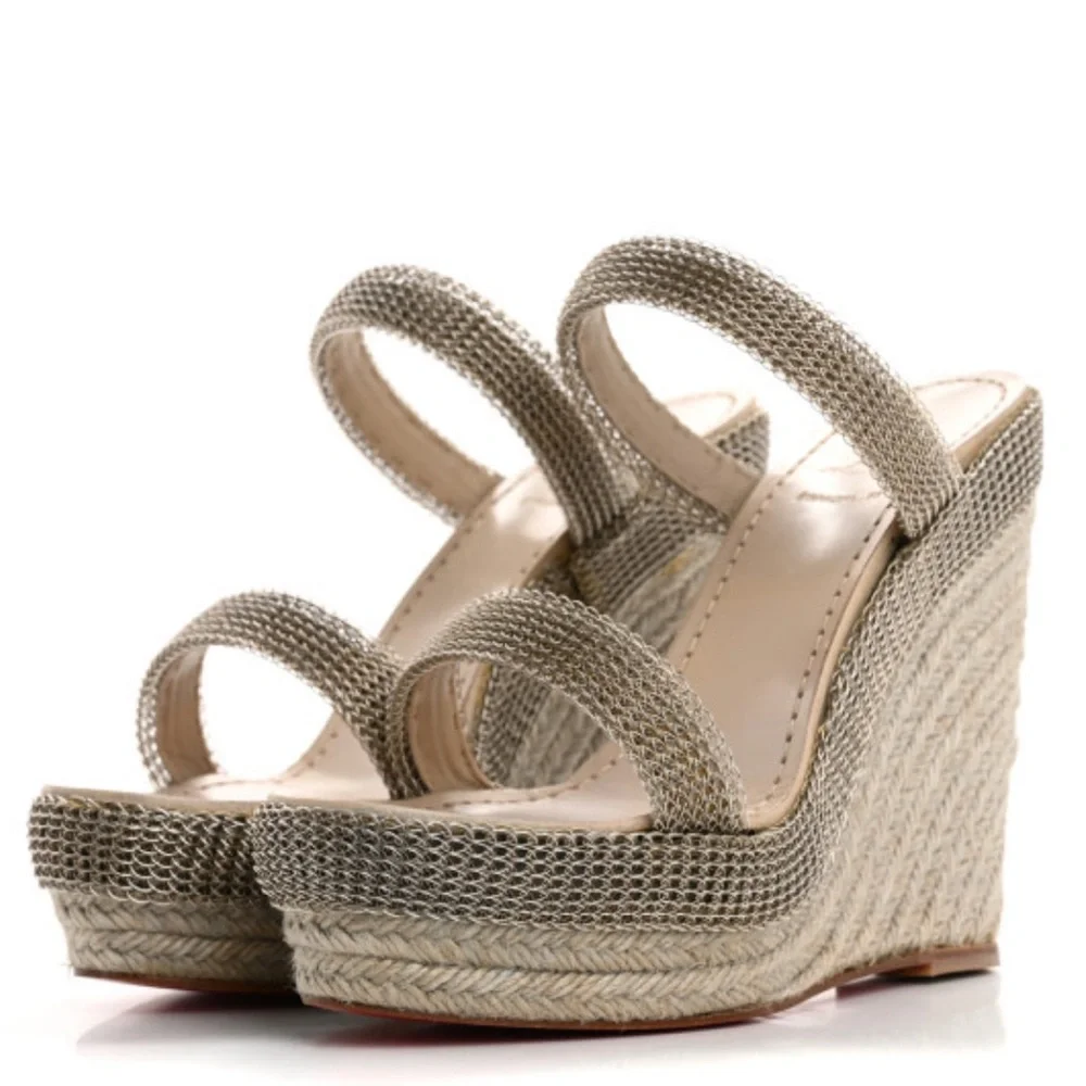 Christian Louboutin Metallic Wedge Sandals